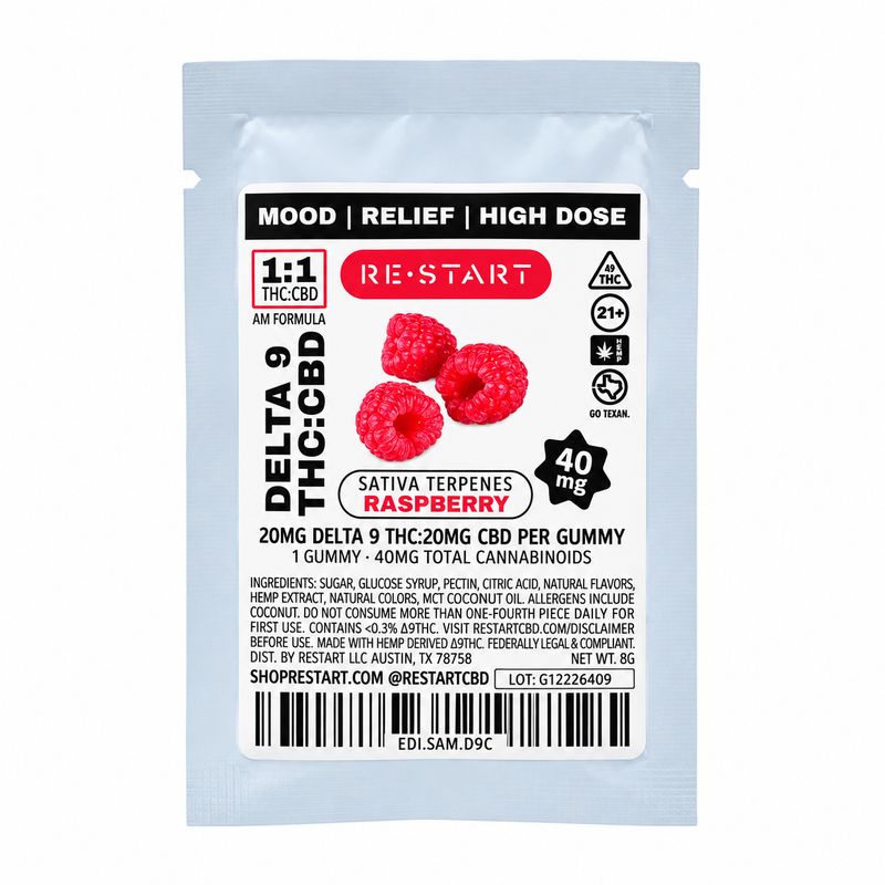 40MG THC:CBD Gummies - Raspberry 1-ct