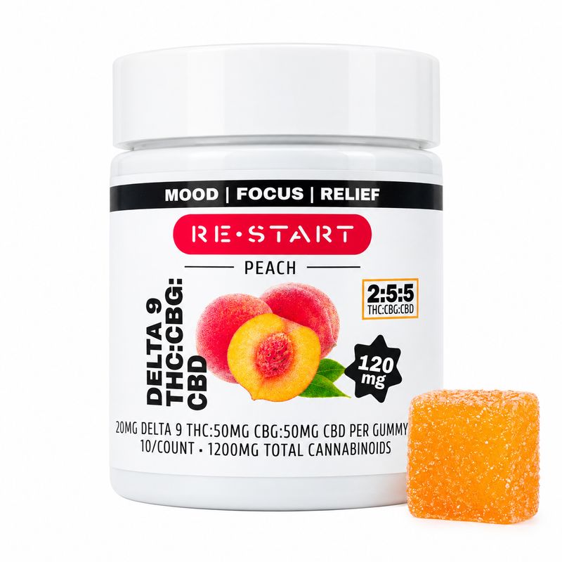 120MG THC:CBG:CBD Gummies - Peach