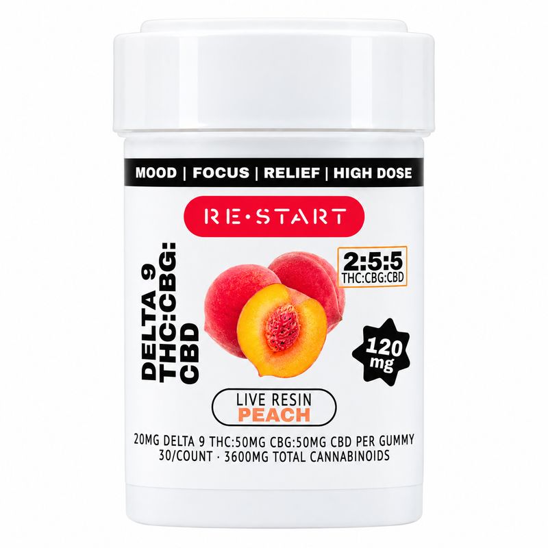 120MG THC:CBG:CBD Gummies - Peach