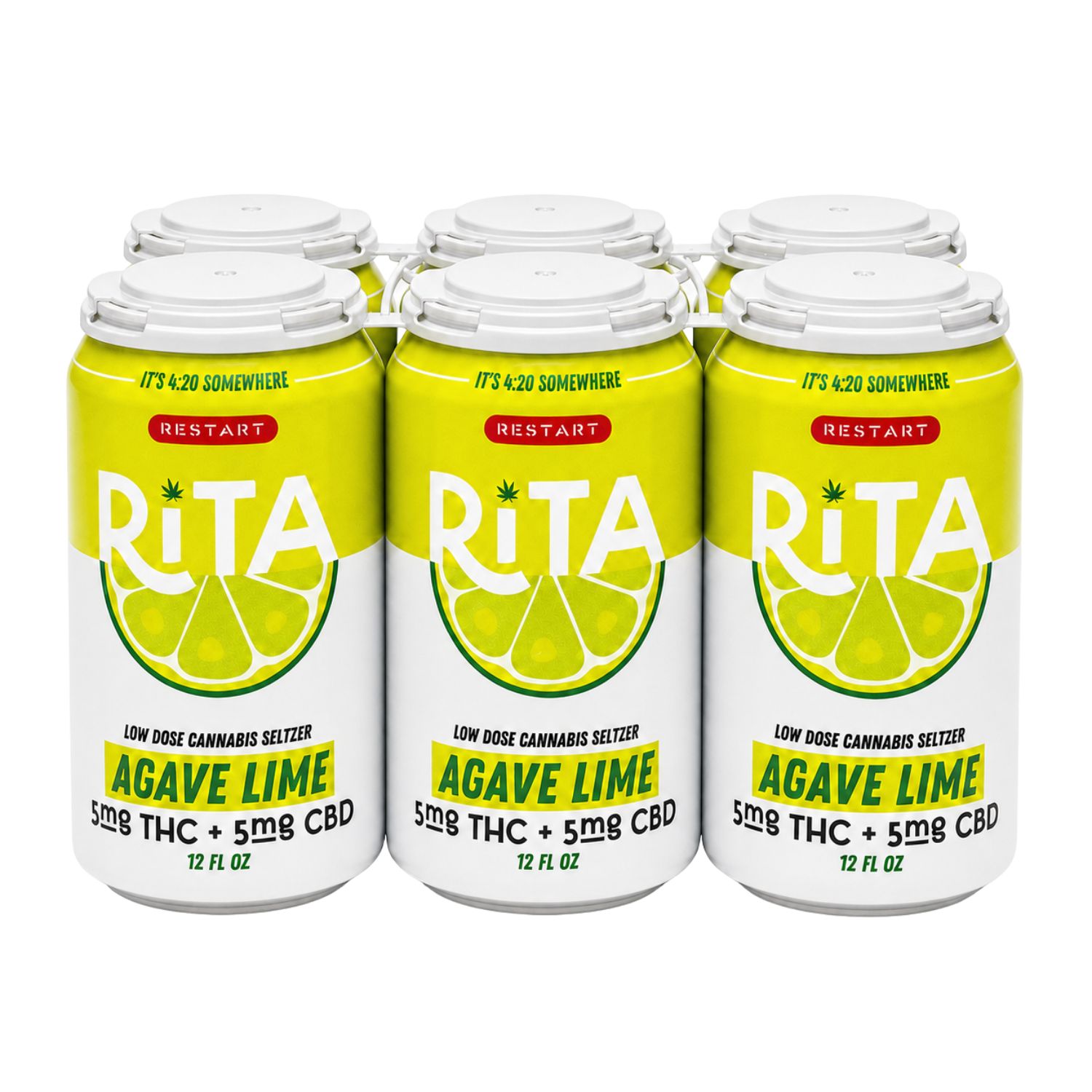RESTART Rita 5MG THC +5MG CBD Seltzer - Agave Lime, Count: 6-pack (Reg. Price $24.99)