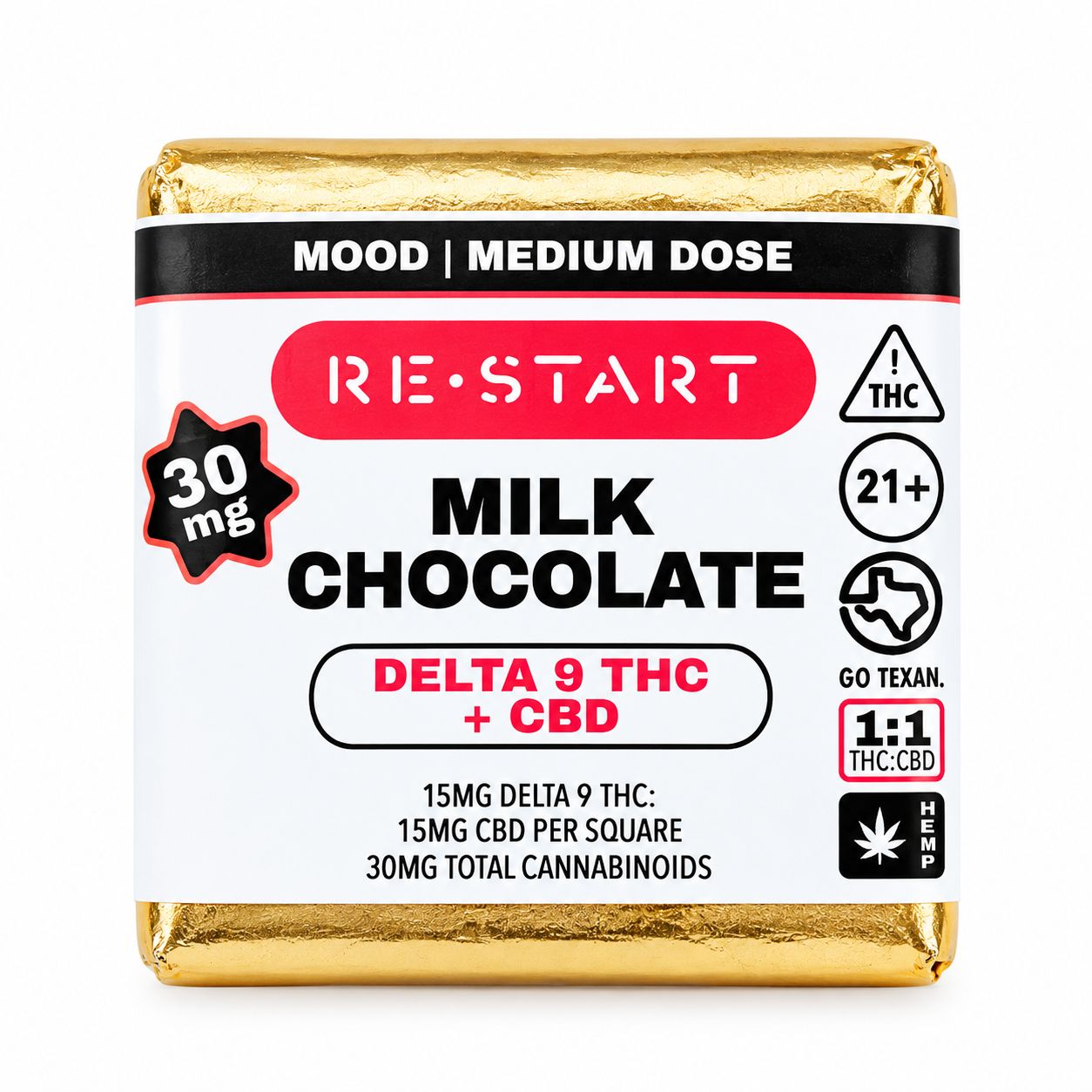 30MG THC:CBD Milk Chocolate Mini (1-ct)