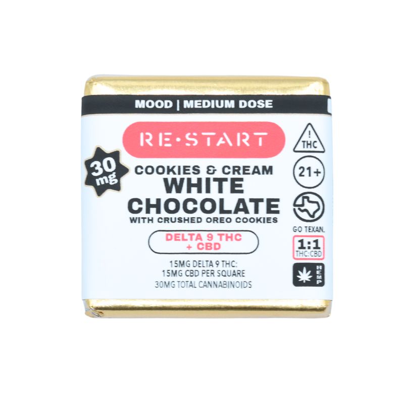 Delta 9 THC CBD 30MG Cookies &amp; Cream White Chocolate Mini  1-ct