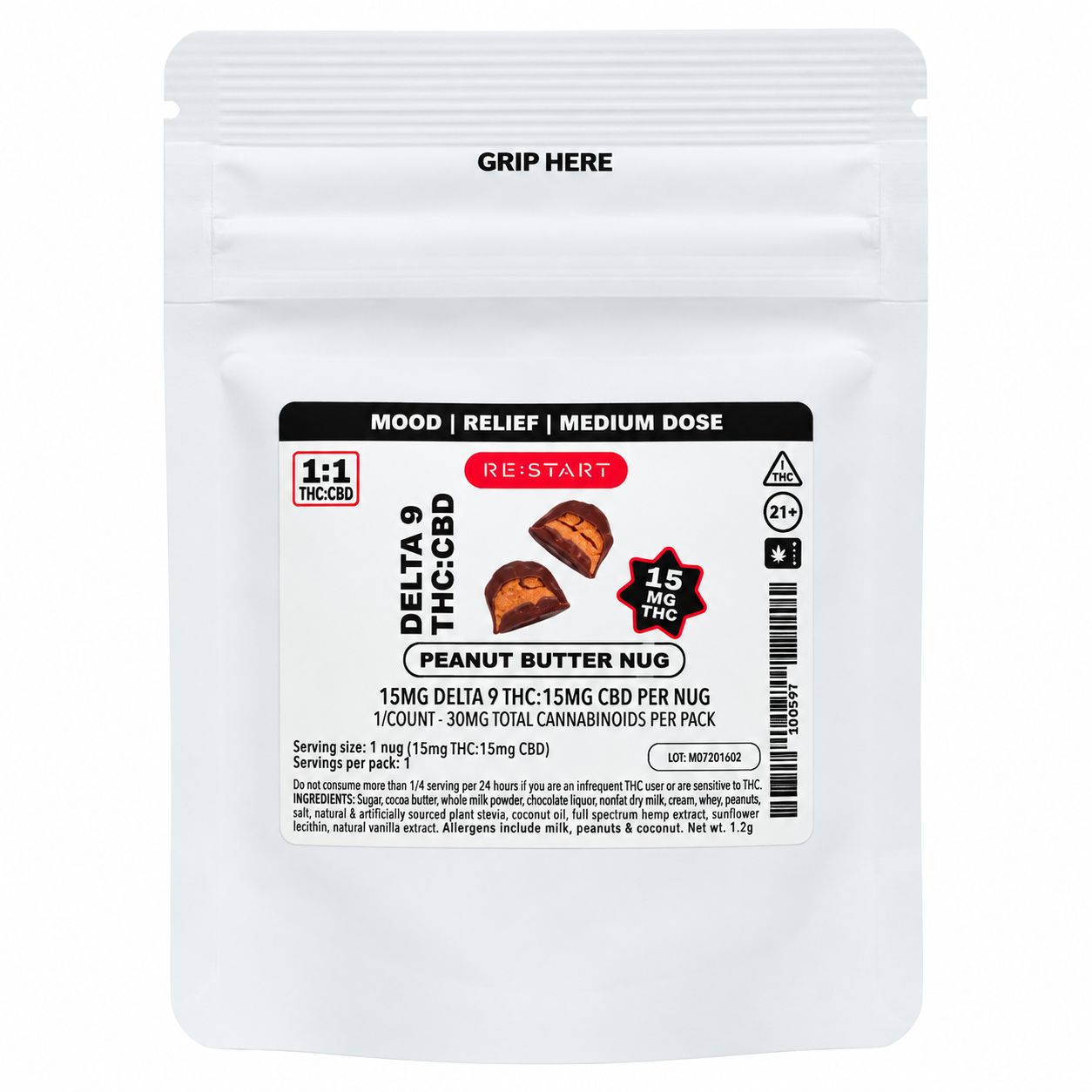30MG THC:CBD Peanut Butter Nugs 1-ct