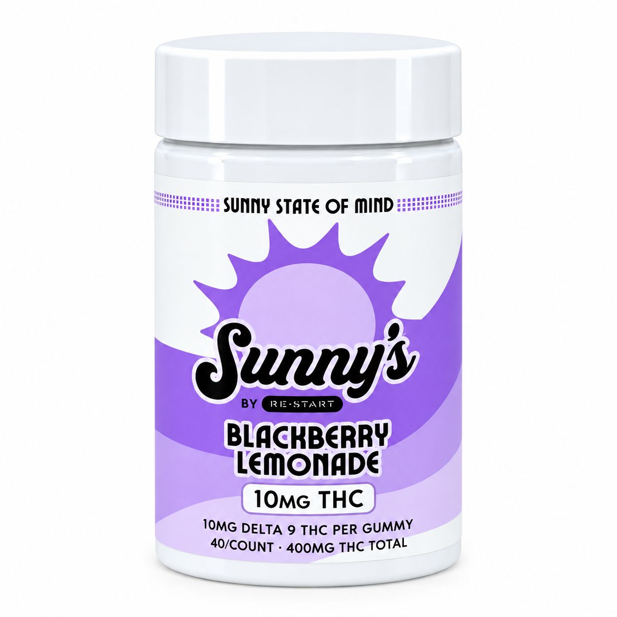 SAVE 15% - 10MG THC Sunny's Gummies - Blackberry Lemonade, Count: 40-ct *Best Value (Reg. $65)