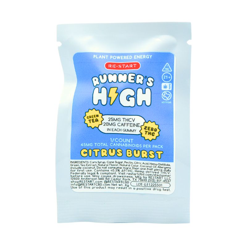 Runner's High THCV 25MG + Green Tea Gummies Citrus Burst (5:1) 1- ct NO THC