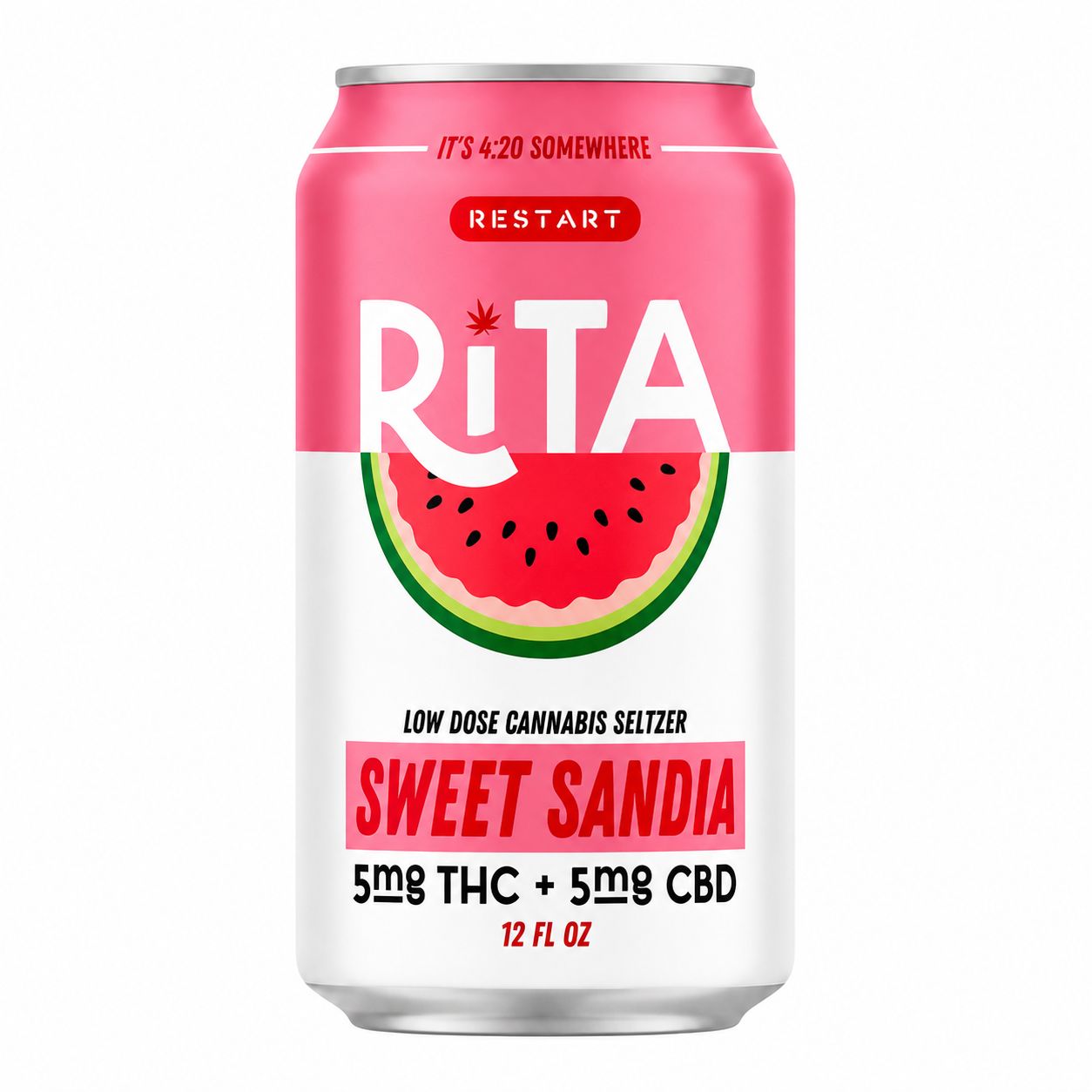 RESTART Rita 5MG THC +5MG CBD Seltzer - Watermelon, Count: Single Can (Reg. Price $5)
