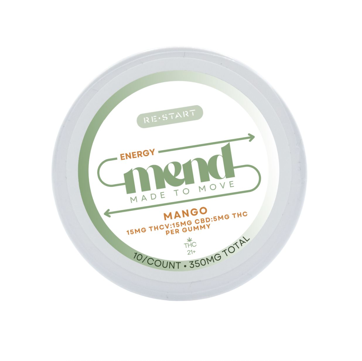 50% OFF - MEND THC:THCV:CBD Gummies - Mango, Quantity: 10-ct (Reg. Price $29)