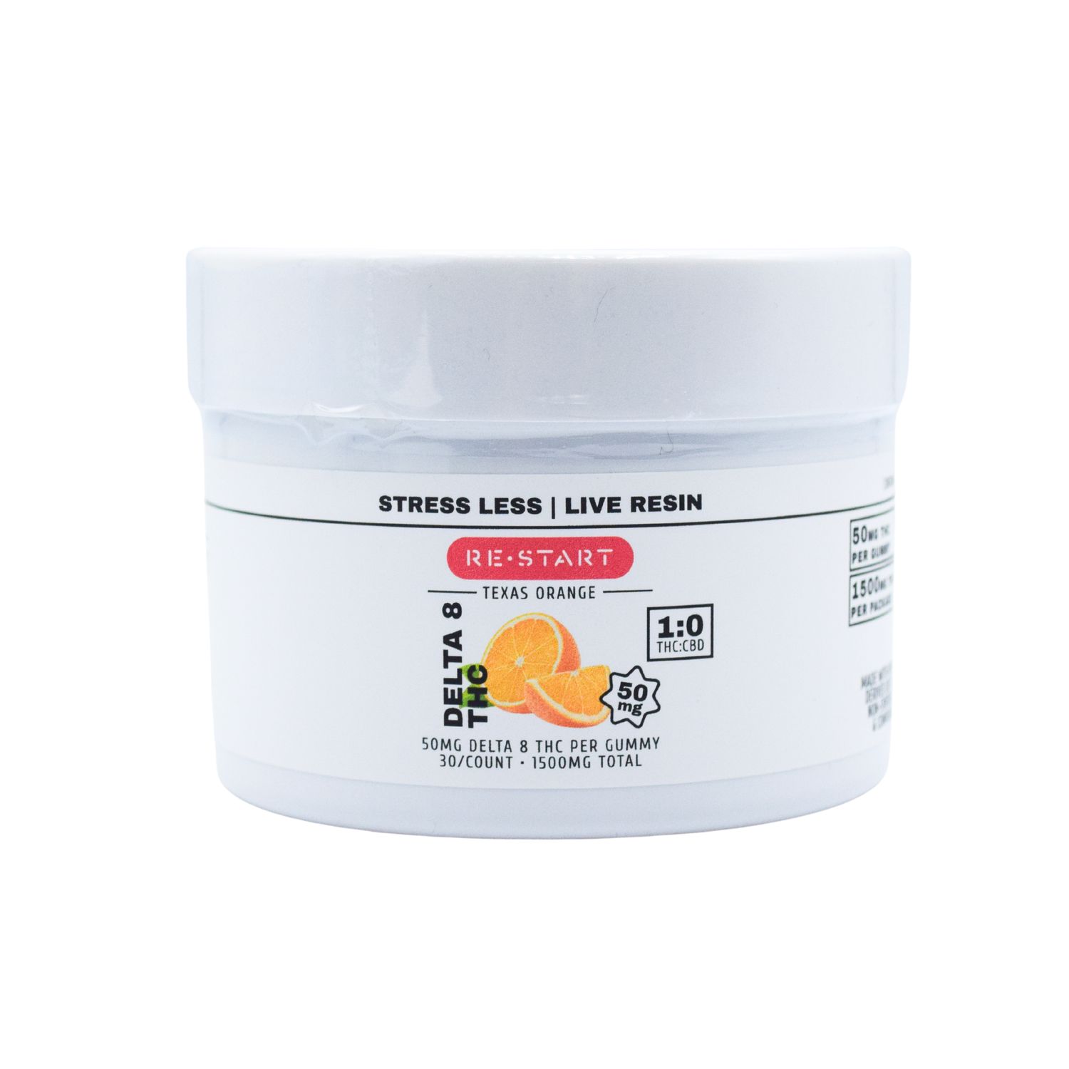 Delta 8 THC 50MG Live Resin Gummies Texas Orange 30-ct, Count/Flavor: 1500MG D8 THC