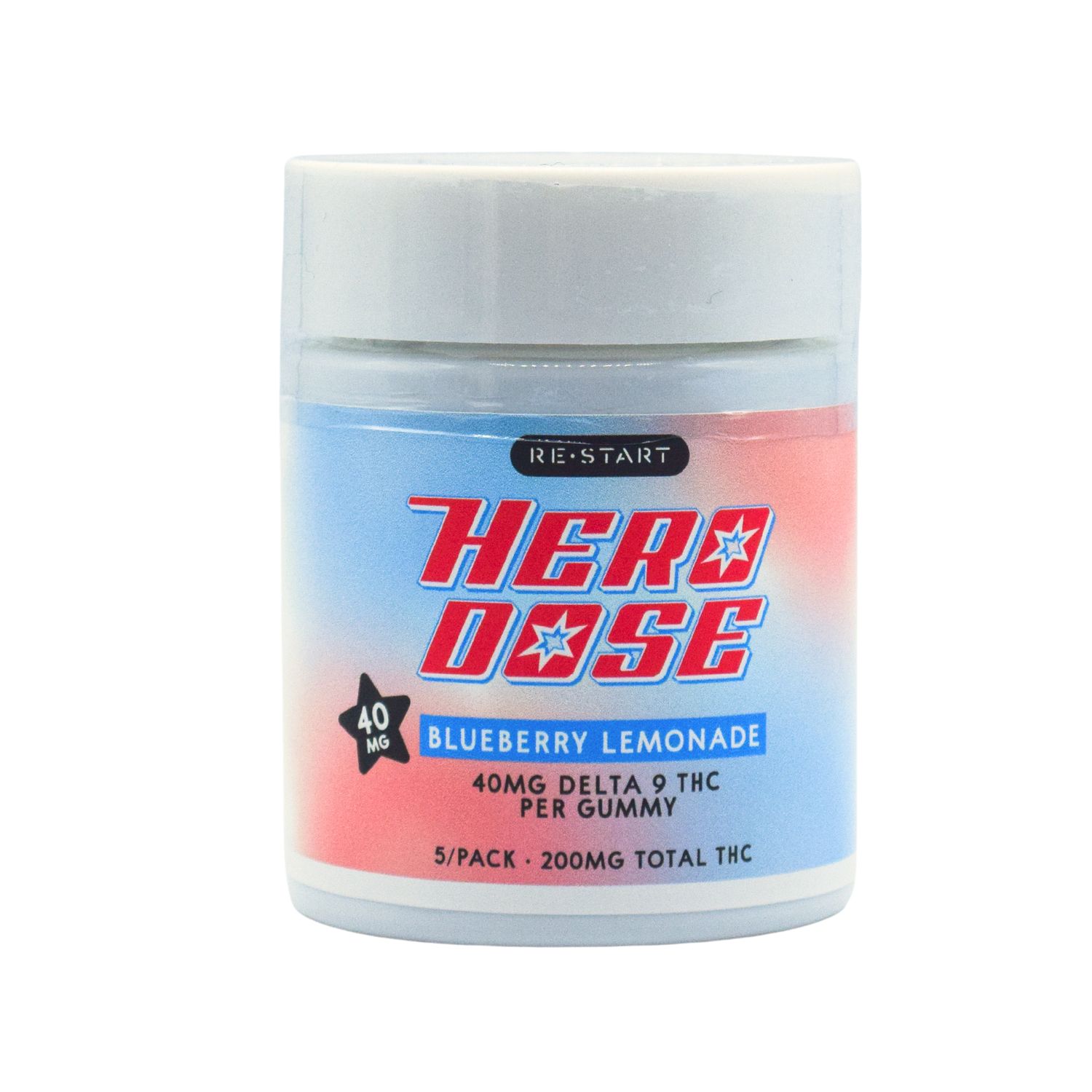Hero Dose Delta 9 THC 40mg Gummies Blueberry Lemonade, Count: 5-count