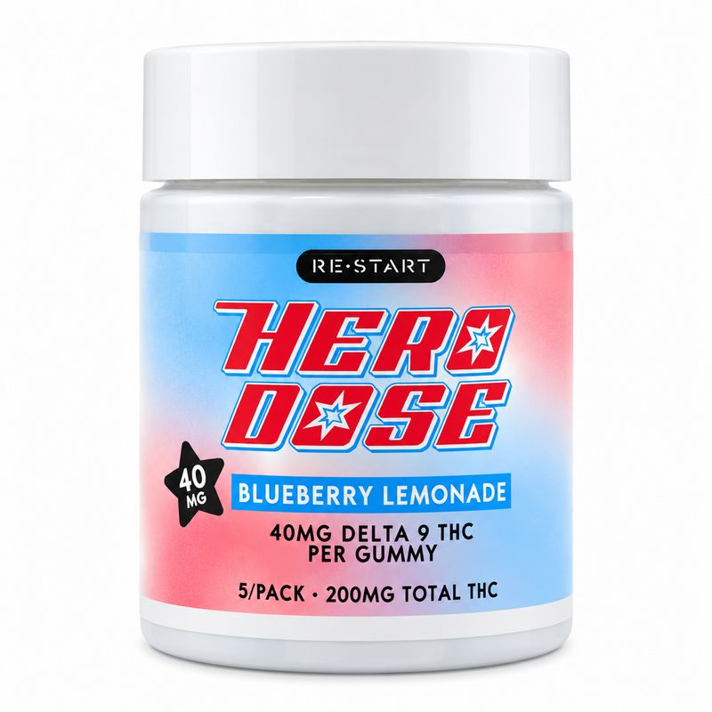 40MG THC Hero Dose Gummies - Blueberry Lemonade