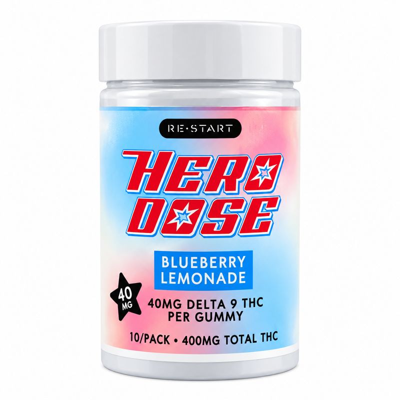 40MG THC Hero Dose Gummies - Blueberry Lemonade