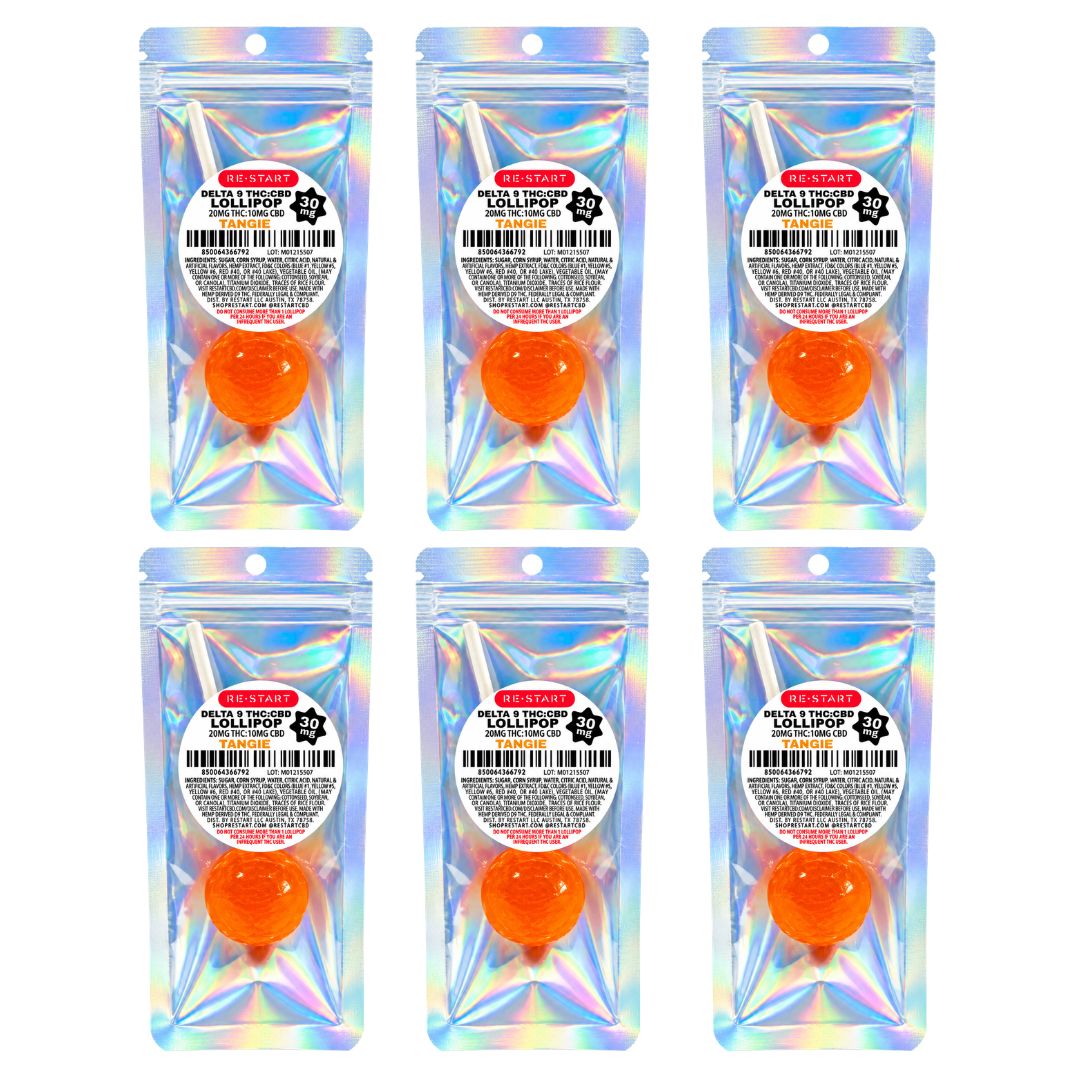 30MG THC:CBD Lollipop - Tangie, Count: 6-ct (Reg. Price $30)