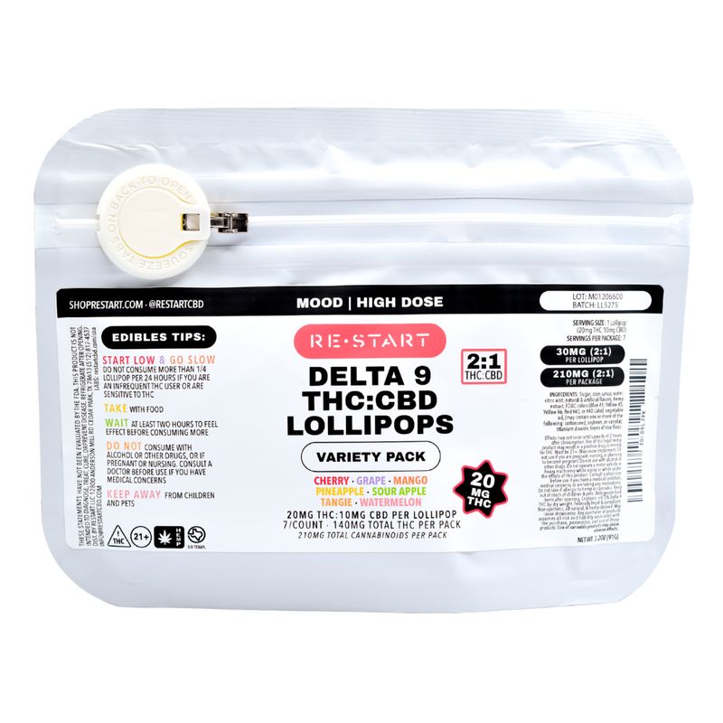 Delta 9 THC CBD 30MG Lollipop Variety 7-Pk (2:1)