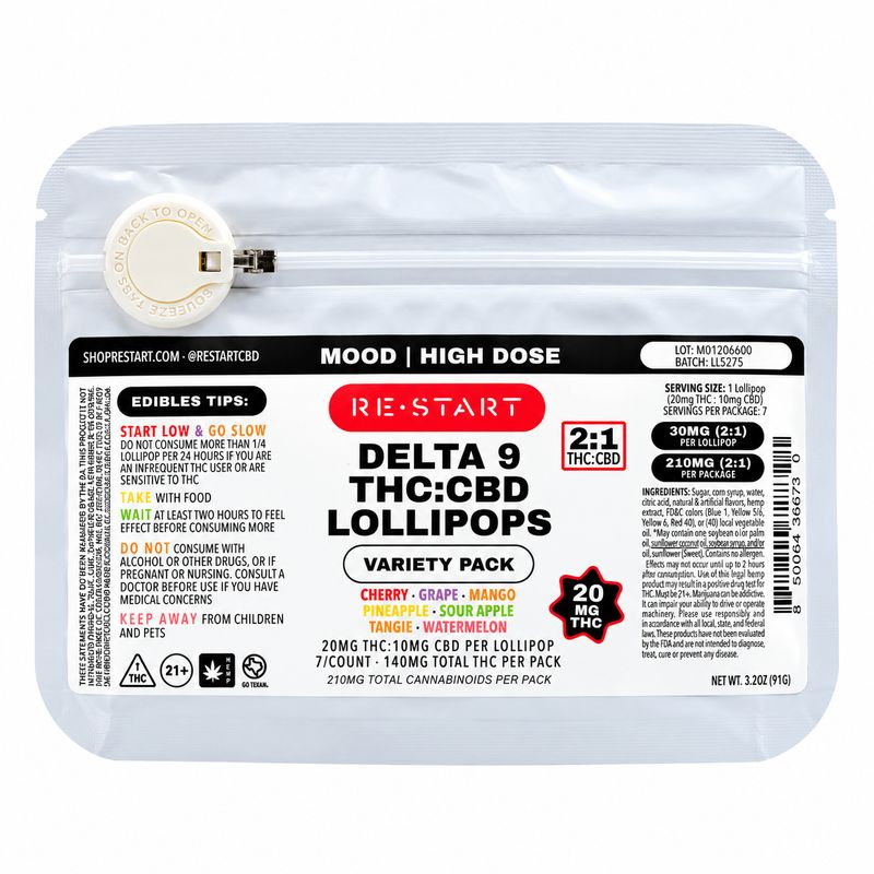 30MG THC:CBD Lollipop Variety 7-Pk   *Includes Pineapple