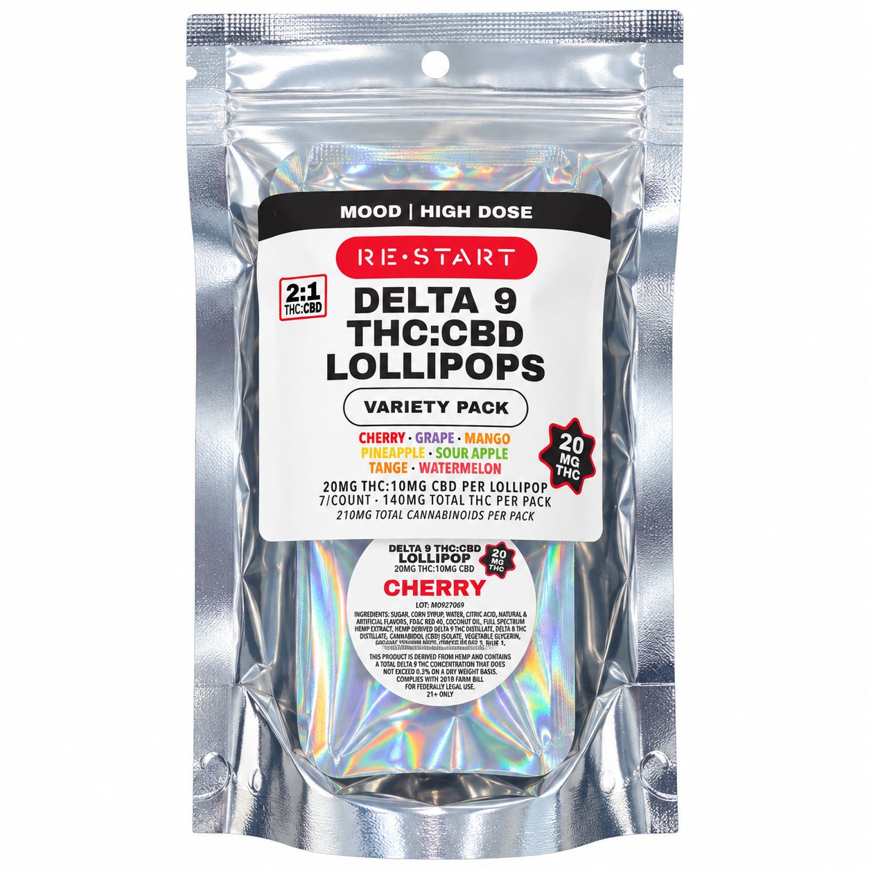 30MG THC:CBD Lollipop Variety 7-Pk   *Includes Pineapple