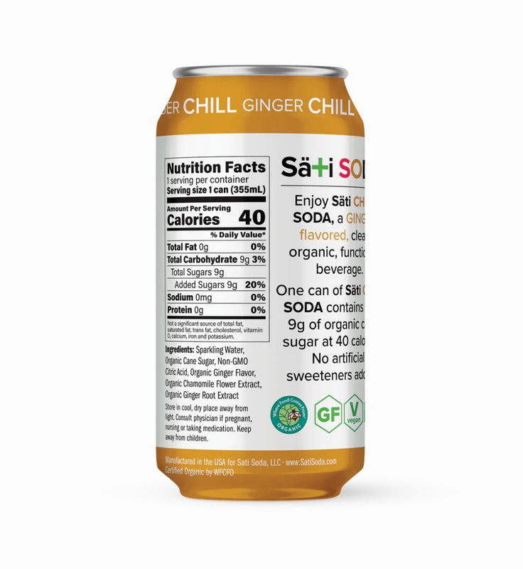 Sati CBD Soda + Chamomile NO THC Ginger Chill 12oz