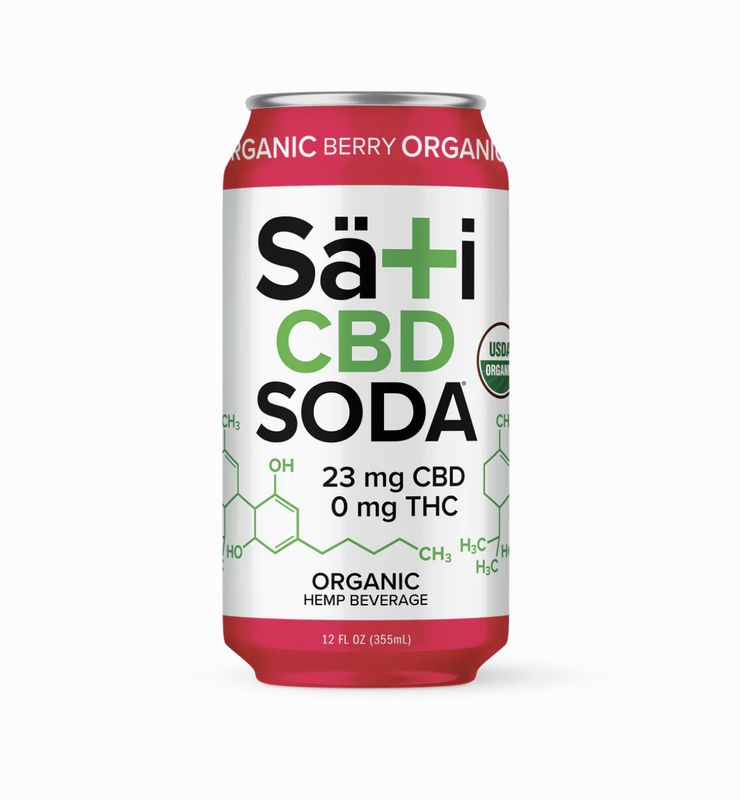 Sati CBD Soda + Yerba Mate NO THC Berry Energy 12oz