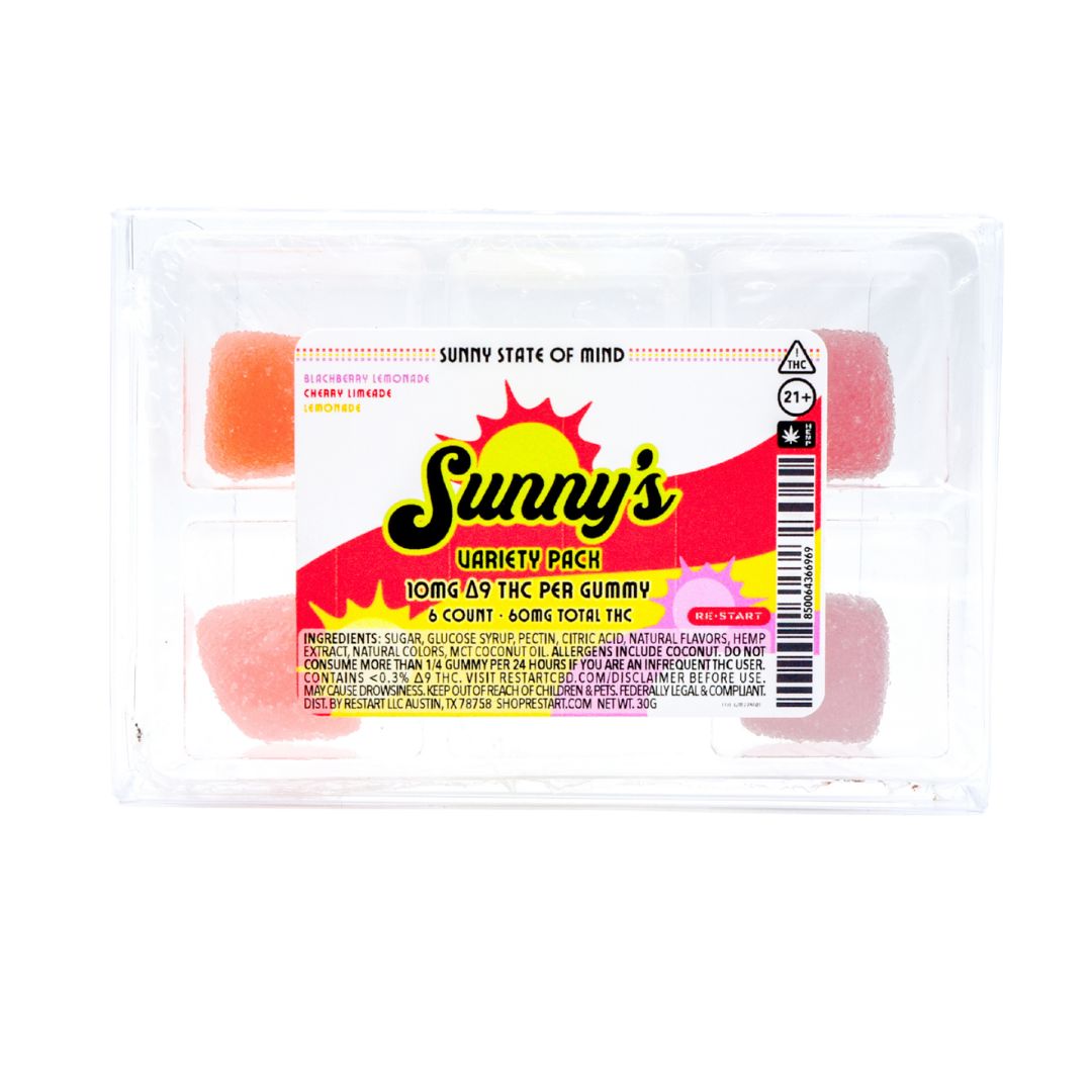 Sunny’s Delta 9 THC 10MG Gummies 6-ct Variety Pack