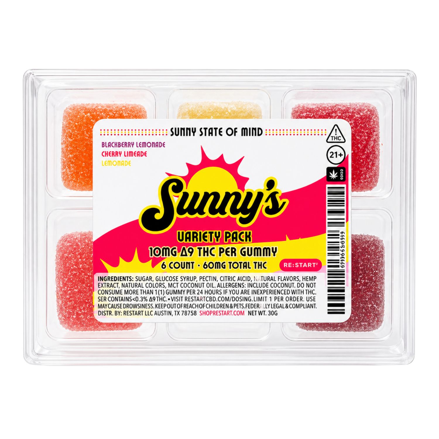 Sunny’s Delta 9 THC 10MG Gummies 6-ct Variety Pack