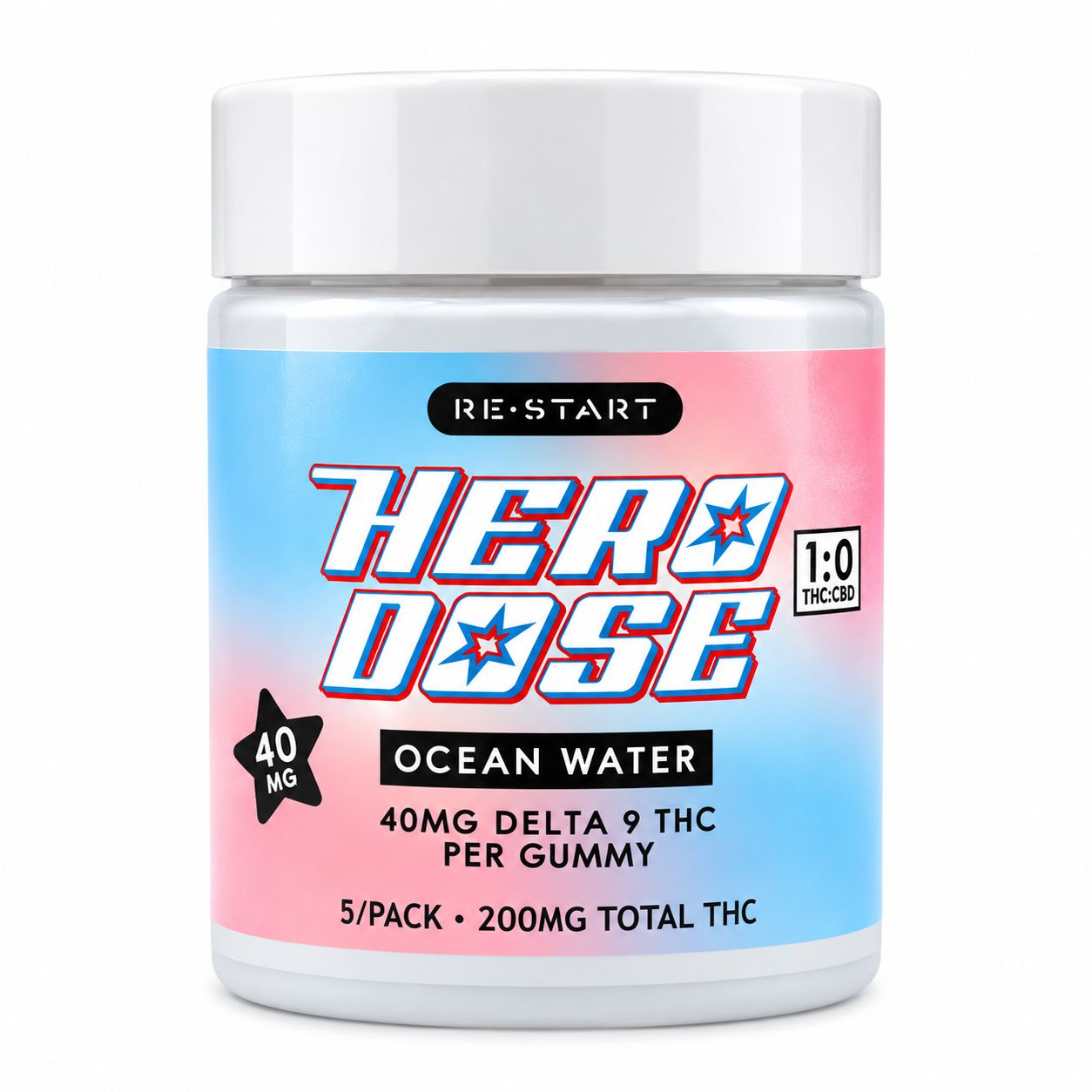 40MG THC Hero Dose Gummies - Coconut Limeade, Count: 5 x 40MG Servings