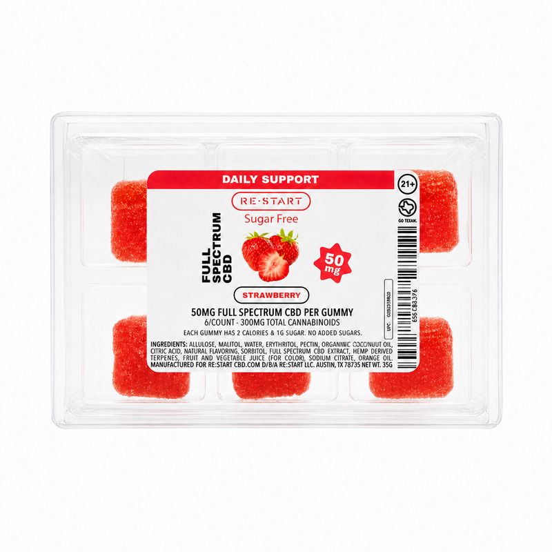 Sugar-Free CBD 50MG Gummies Strawberry 6-ct