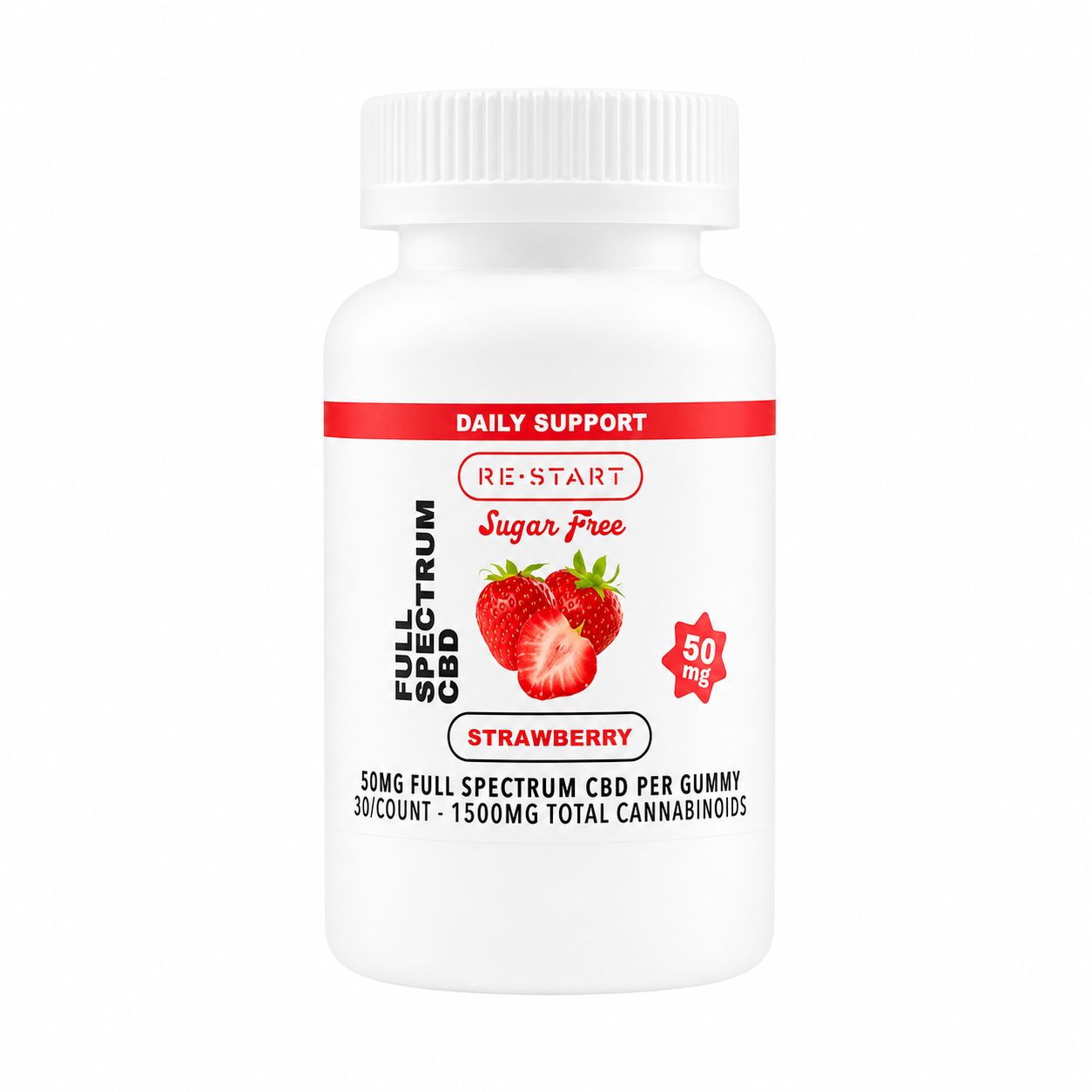ZERO Sugar-Free CBD 50MG Gummies Strawberry 30-ct