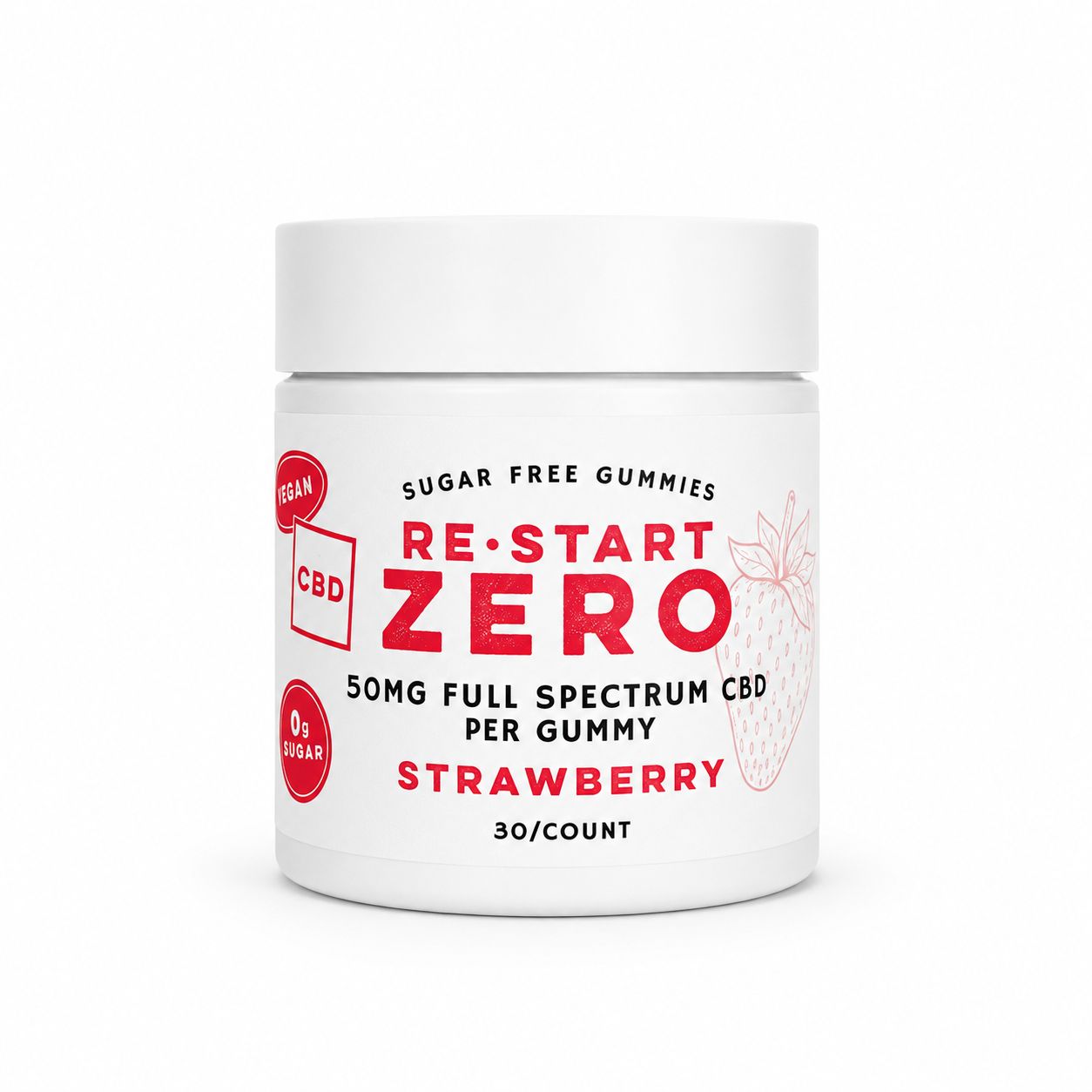 ZERO Sugar-Free CBD 50MG Gummies Strawberry 30-ct