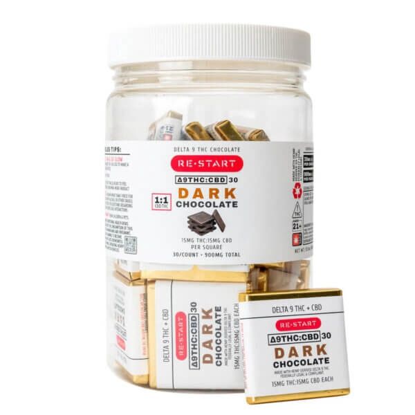 Delta 9 THC CBD 30MG Dark Chocolate Minis 30-ct (1:1), Count: Dark Chocolate