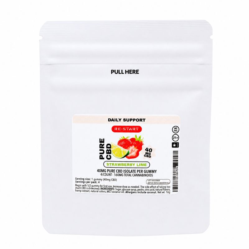 Pure CBD Gummies 40MG Strawberry Lime 4-ct THC Free