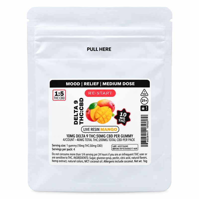 60MG THC:CBD Gummies - Mango 4-ct
