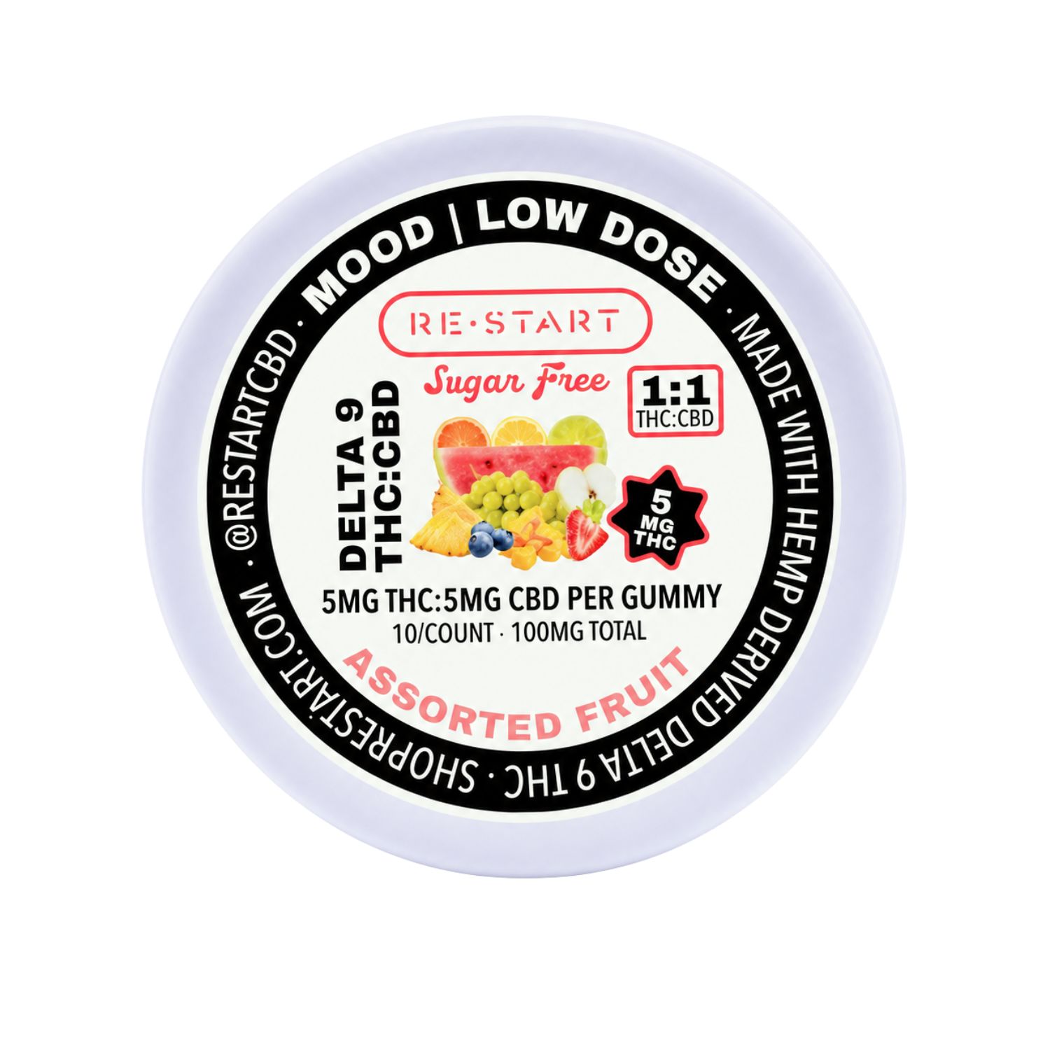 Sugar-Free Delta 9 THC CBD 10MG Fruit Gummies 10-ct  (Save $10)