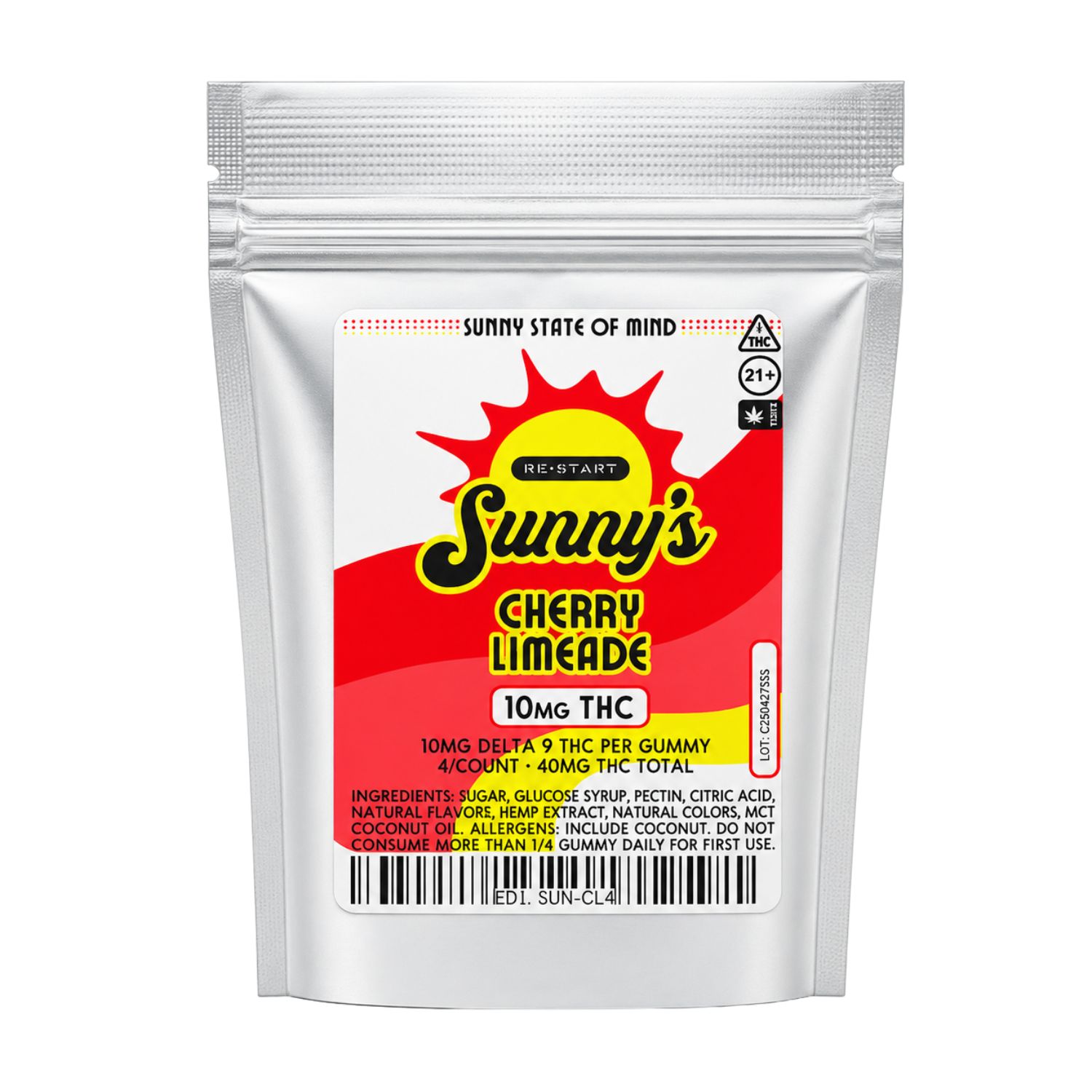 Sunny's Delta 9 THC 10MG Gummies Cherry Limeade 4-ct