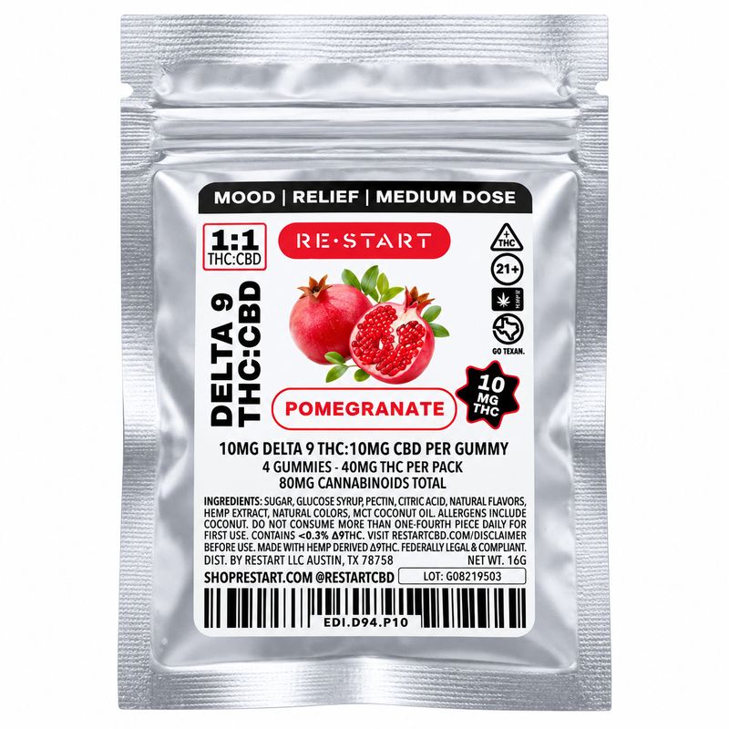 20MG THC:CBD Gummies - Pomegranate 4-ct