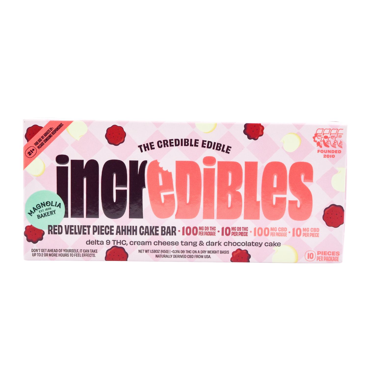 Delta 9 THC 100MG Incredibles Chocolate Bar, Type of Chocolate: Red Velvet Cake THC:CBD (100mg THC)
