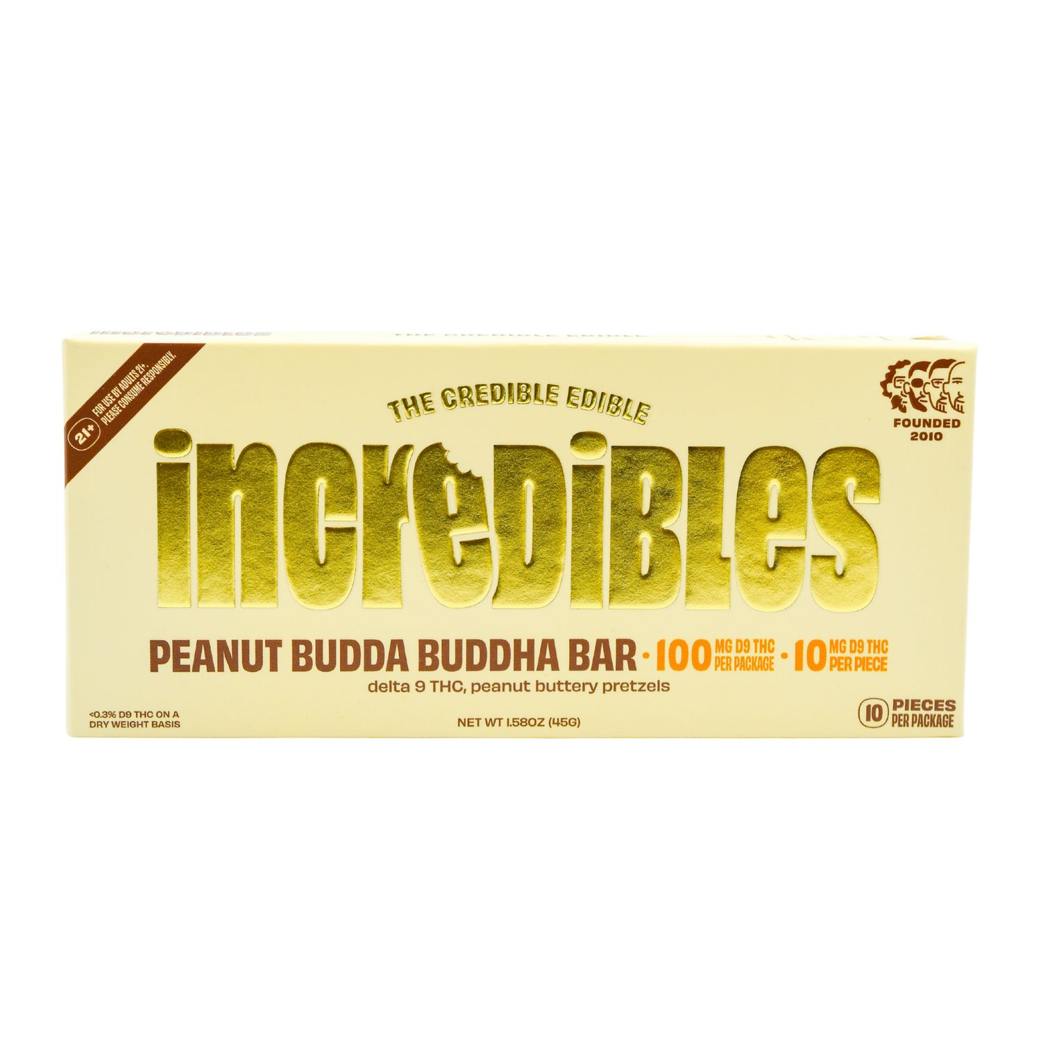 Delta 9 THC 100MG Incredibles Chocolate Bar, Type of Chocolate: Peanut Budda Buddha (100mg THC) *Out of Stock