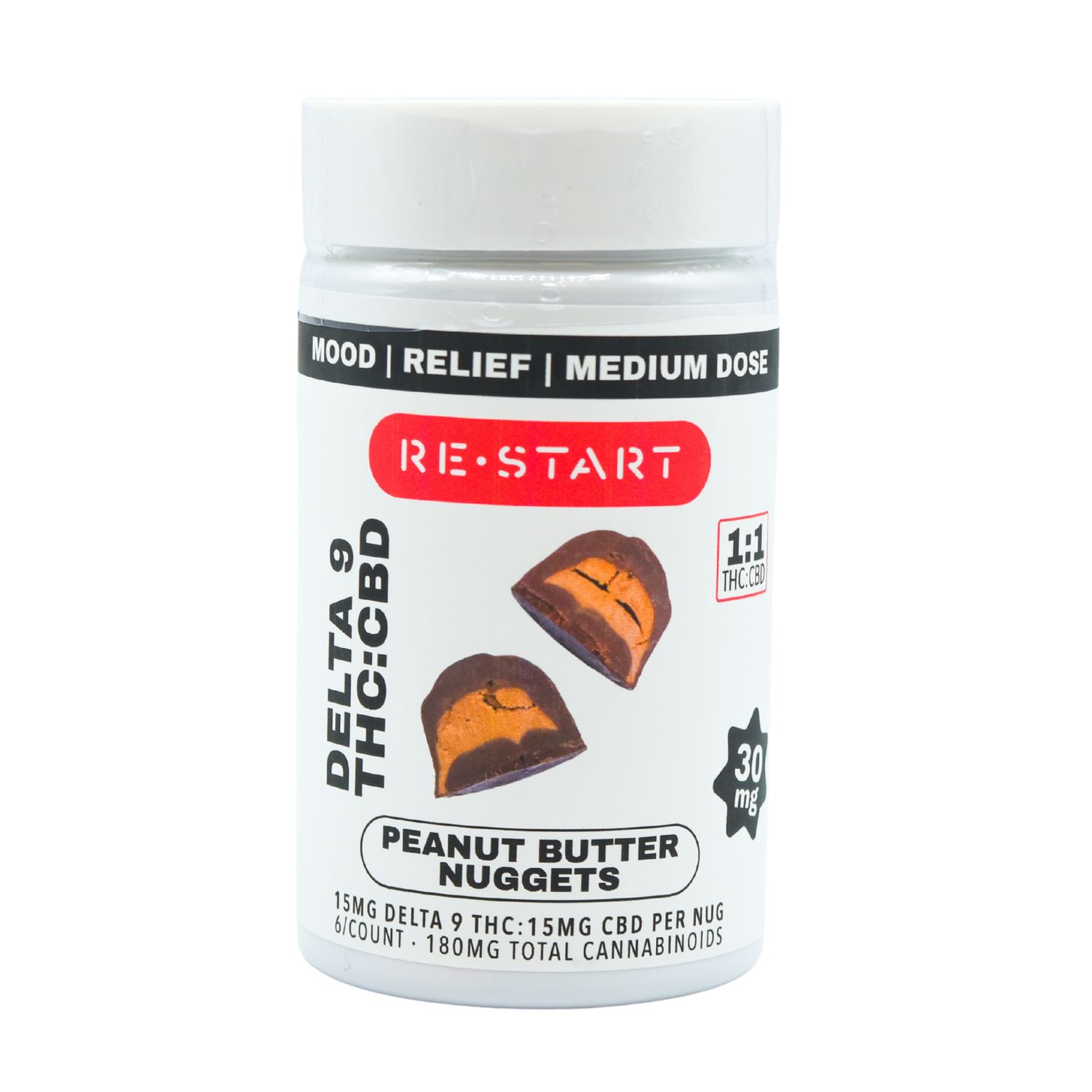Delta 9 THC CBD 30MG Peanut Butter Nugs (1:1)