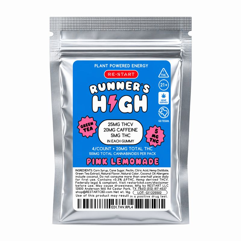 25% OFF - Runner's High Energy Gummies THCV + THC + Green Tea (Pink Lemonade)
