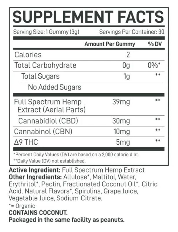 ZERO Sugar-Free 45MG THC:CBD:CBN Gummies - Blackberry Hibiscus (1:6:2)