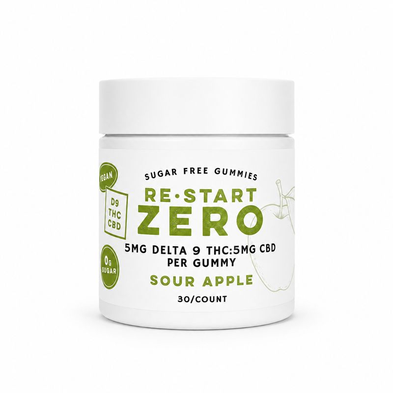 ZERO Sugar-Free Delta 9  THC CBD 10MG Gummies Sour Green Apple 30-ct (1:1)