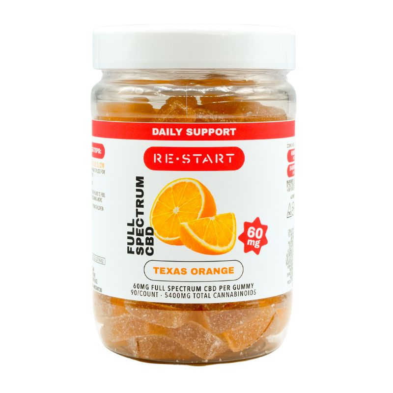 CBD Full Spectrum 60MG Gummies Texas Orange 90ct