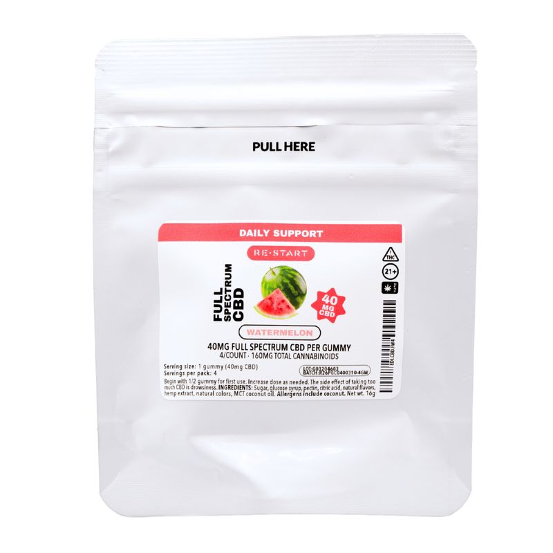 CBD Gummies 40mg Full Spectrum Watermelon 4-ct