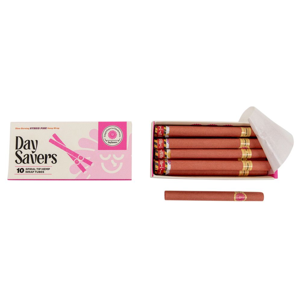 DaySavers Half Gram 1 1/4 Pink Hybrid Hemp Blunt Wrap  w/Spiral Filter Tips 10/pk *ATX Only