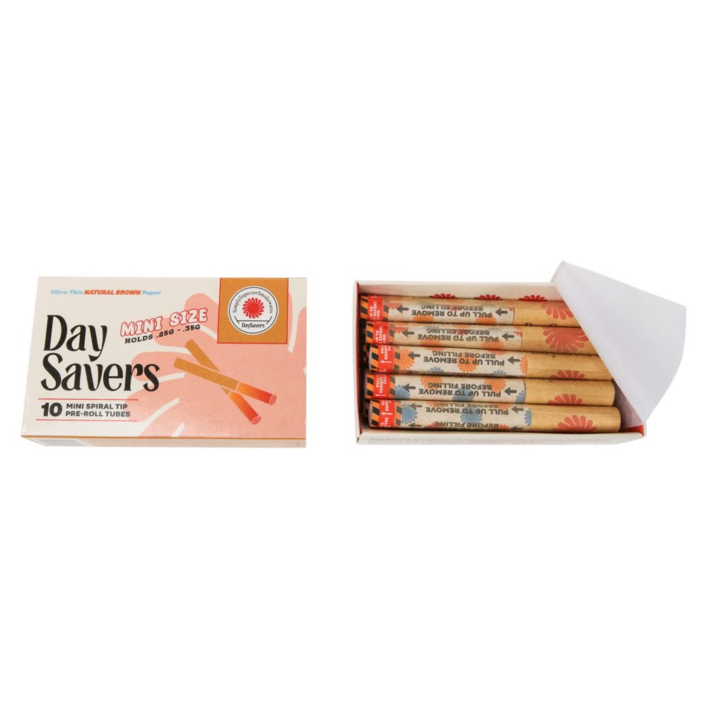 DaySavers Pink Hybrid Mini Hemp Blunt Wrap w/Spiral Filter Tips 10/pk *Online Only