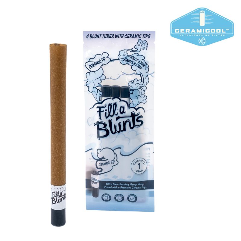 Fill-a Blunts 1 Gram Fatty Pre-Rolled Hemp Wrap Blunt Tubes with Ceramic Tips (4/pk)