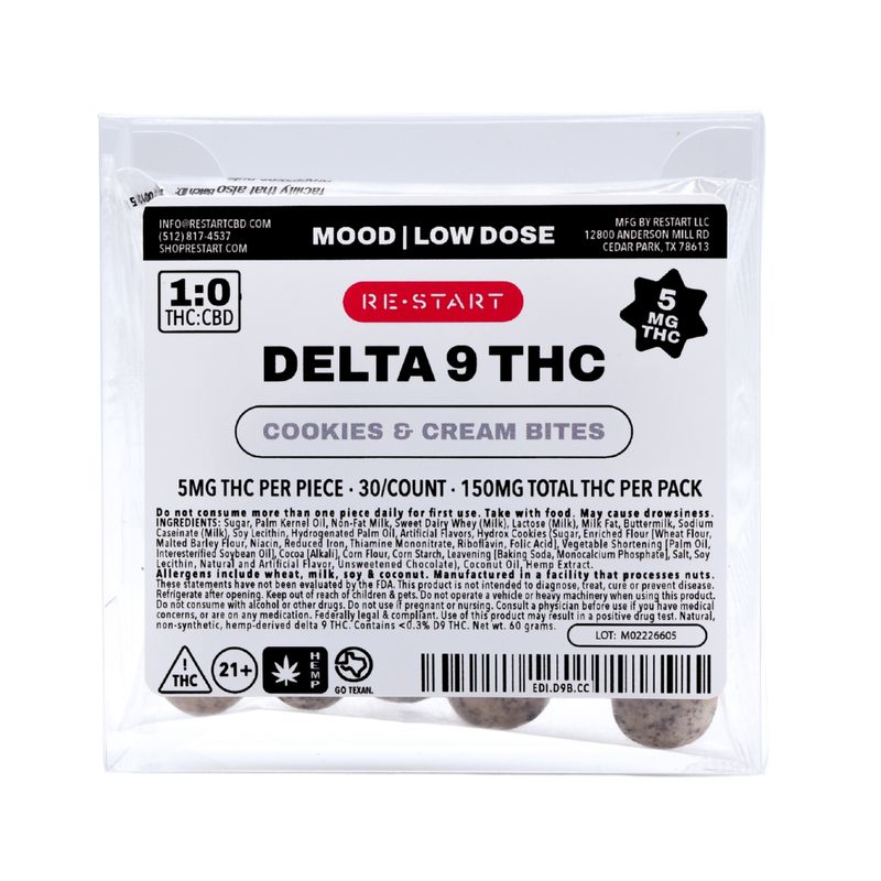 Delta 9 THC 5MG Cookies & Cream Bites 30ct Delta 9 THC 5MG Cookies & Cream Bites 30ct