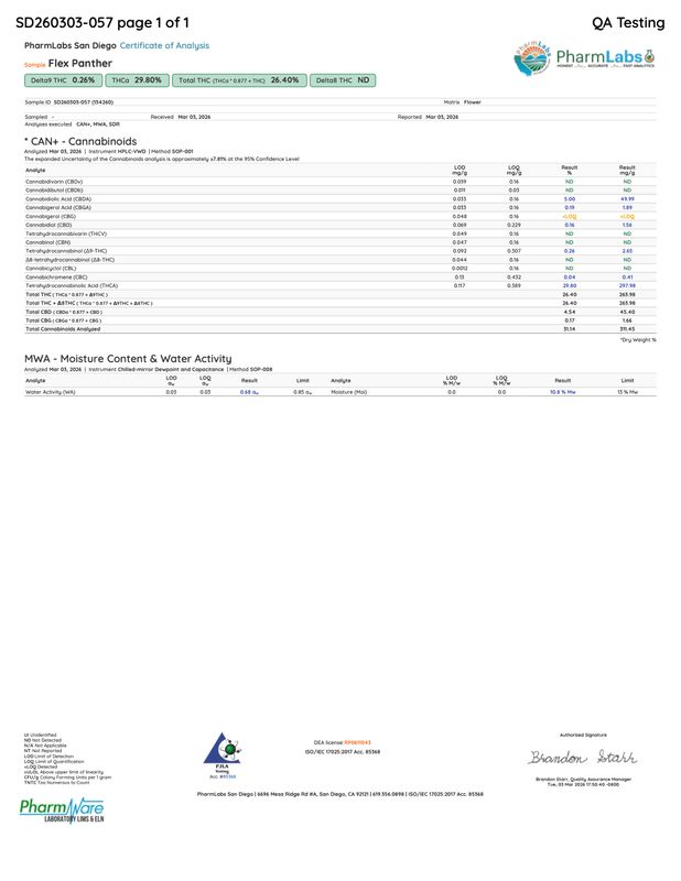 Boutique Exotic THCA Flower (I/H) Flex Panther (Coming  3-17/18)