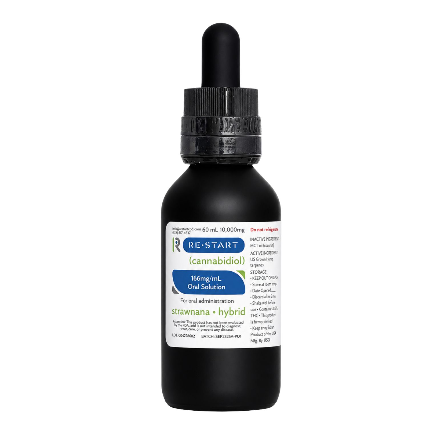 Pure CBD Isolate Oil 10,000mg 60mL (H) Strawnana
