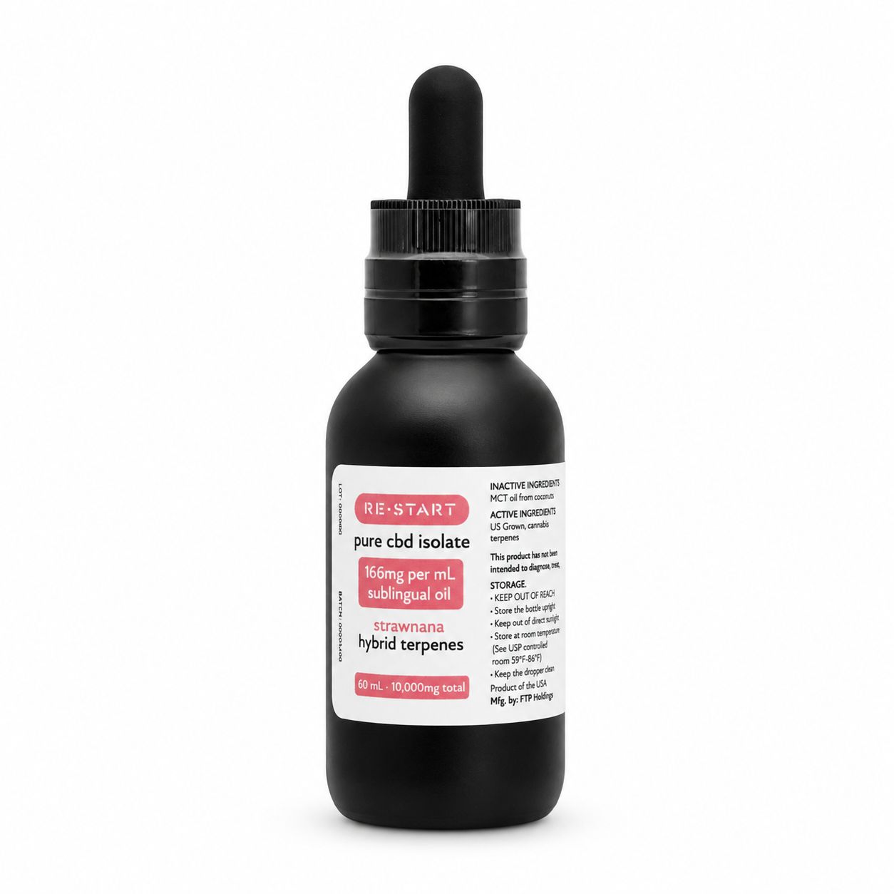 Pure CBD Oil 10,000MG (Hybrid) 60mL NO THC, Terpene Blend: Strawnana