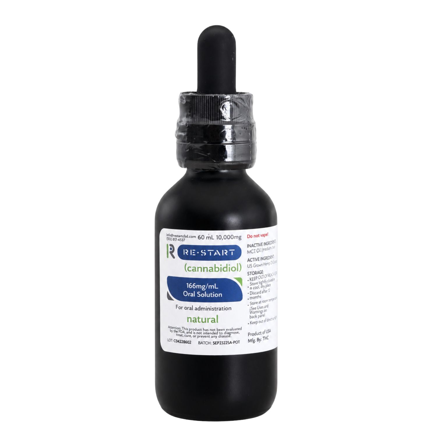 Pure CBD Isolate Oil (10,000MG) 60ML Natural NO THC