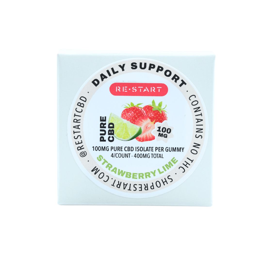CBD 100MG Gummies Strawberry Lime (1MG THC), Count: 4ct (Reg. Price $15)